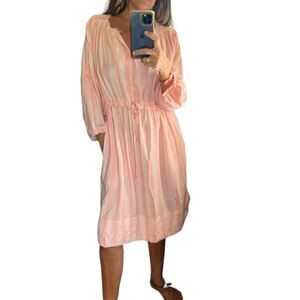 Anthropologie dRA Pink Striped Drawstring Distressed Dress.Size S